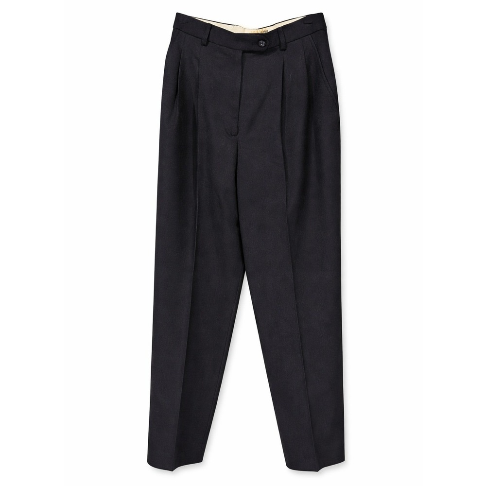 Hepburn Wool Pleated Trousers 4 Black Straight High Waist Vintage 90s Minimalist